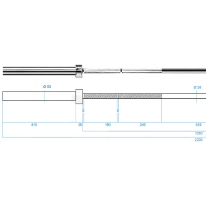 HMS olimpijska os PREMIUM GO1100 220 cm x 50 mm 