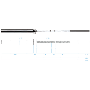 HMS olimpijska os PREMIUM GO900 220 cm x 50 mm 