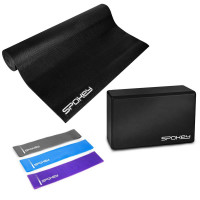 Spokey MANTRA Yoga SET - prostirka + blok + otporne trake Spokey MANTRA Yoga SET - prostirka + blok + otporne trake