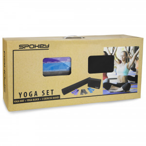 Spokey MANTRA Yoga SET - prostirka + blok + otporne trake 