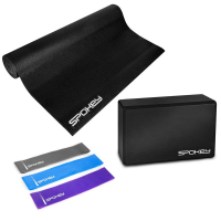 Spokey MANTRA Yoga SET - prostirka + blok + otporne trake Spokey MANTRA Yoga SET - prostirka + blok + otporne trake