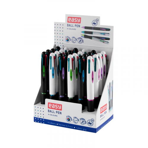 Spokey EASY 4COLOURS Čtyřbarevné kuličkové pero, čtyři barvy náplně, 0,7 mm, 24 ks v balení Spokey EASY 4COLOURS Čtyřbarevné kuličkové pero, čtyři barvy náplně, 0,7 mm, 24 ks v balení