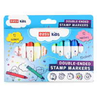 Spokey EASY STAMP Oboustranné JUMBO fixy s razítkem, 12 barev a 12 vzorů razítek Spokey EASY STAMP Oboustranné JUMBO fixy s razítkem, 12 barev a 12 vzorů razítek