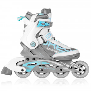 Spokey PRIME PRO Kolečkové brusle, bílo-tyrkysové, ABEC9 Carbon, vel. 37 