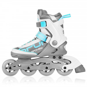 Spokey PRIME PRO Kolečkové brusle, bílo-tyrkysové, ABEC9 Carbon, vel. 39 