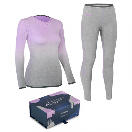 Spokey FLORA SET Dámské termoprádlo v dárkovém balení, fialovo-šedé, vel. S/M - L/XL Spokey FLORA SET Dámské termoprádlo v dárkovém balení, fialovo-šedé, vel. S/M - L/XL
